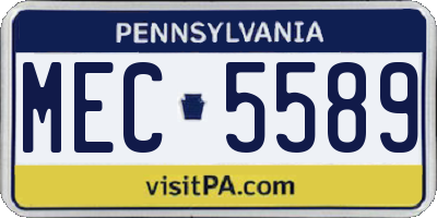 PA license plate MEC5589