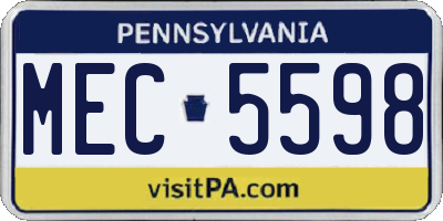 PA license plate MEC5598