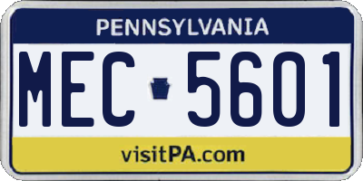PA license plate MEC5601