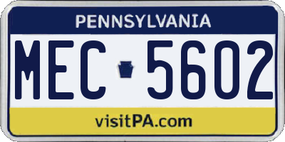 PA license plate MEC5602