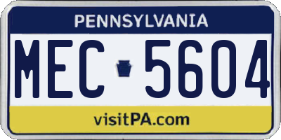 PA license plate MEC5604