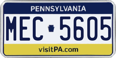 PA license plate MEC5605