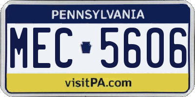 PA license plate MEC5606