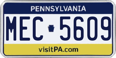 PA license plate MEC5609