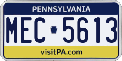 PA license plate MEC5613