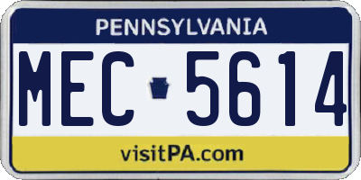 PA license plate MEC5614