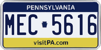 PA license plate MEC5616