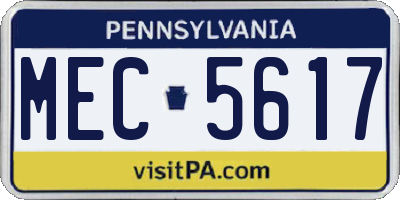PA license plate MEC5617