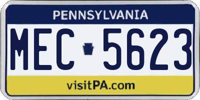 PA license plate MEC5623