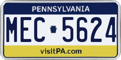 PA license plate MEC5624