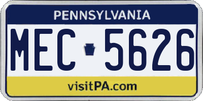 PA license plate MEC5626
