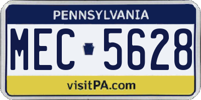 PA license plate MEC5628