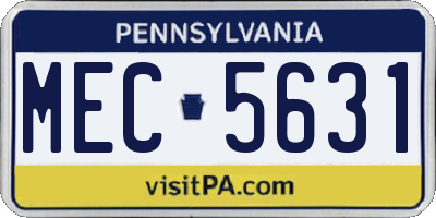PA license plate MEC5631