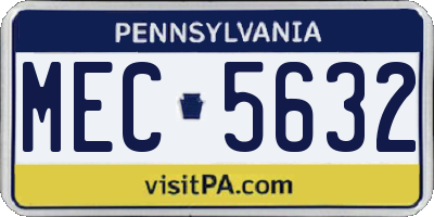PA license plate MEC5632