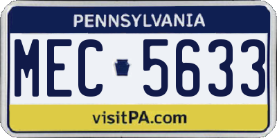 PA license plate MEC5633