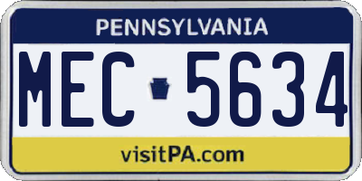 PA license plate MEC5634
