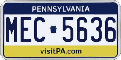 PA license plate MEC5636