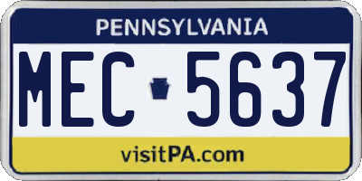 PA license plate MEC5637