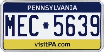 PA license plate MEC5639