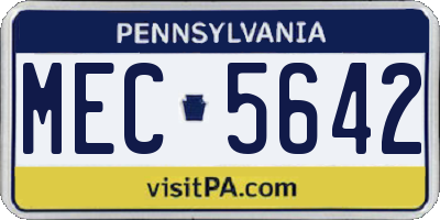 PA license plate MEC5642