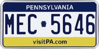 PA license plate MEC5646