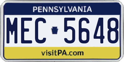 PA license plate MEC5648