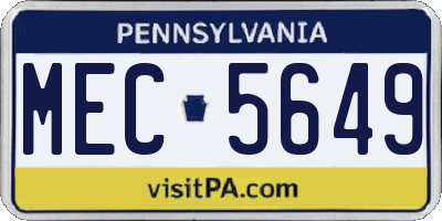 PA license plate MEC5649