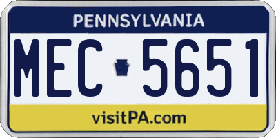 PA license plate MEC5651