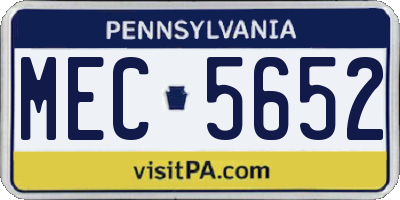 PA license plate MEC5652