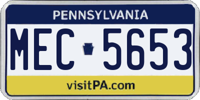 PA license plate MEC5653