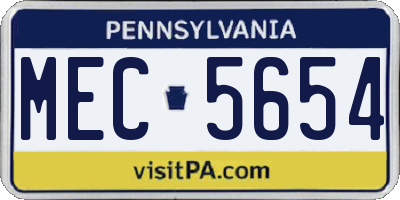 PA license plate MEC5654
