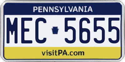 PA license plate MEC5655