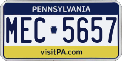 PA license plate MEC5657