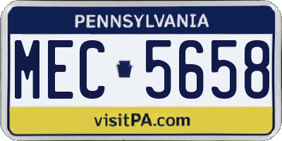 PA license plate MEC5658