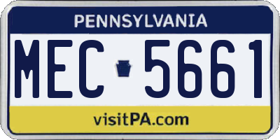PA license plate MEC5661