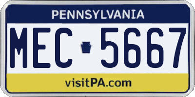 PA license plate MEC5667