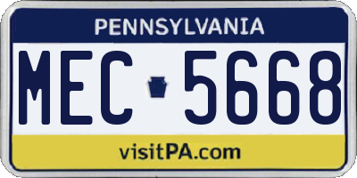 PA license plate MEC5668