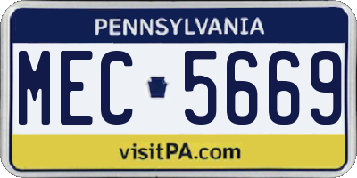 PA license plate MEC5669