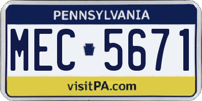 PA license plate MEC5671