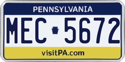 PA license plate MEC5672