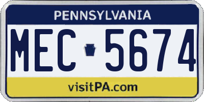 PA license plate MEC5674