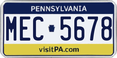 PA license plate MEC5678