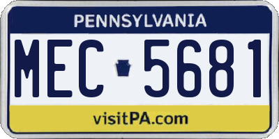 PA license plate MEC5681