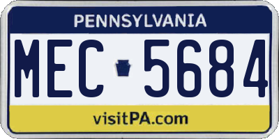 PA license plate MEC5684