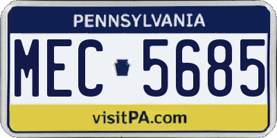PA license plate MEC5685