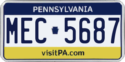 PA license plate MEC5687