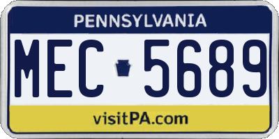 PA license plate MEC5689