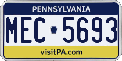 PA license plate MEC5693