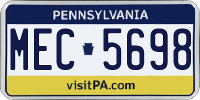 PA license plate MEC5698