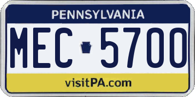 PA license plate MEC5700